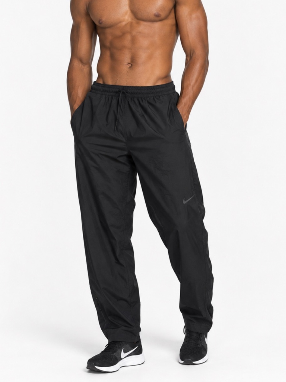 Nike Menโs XXL Black Athletic Track Pants Joggers Zipper Cuffs Running